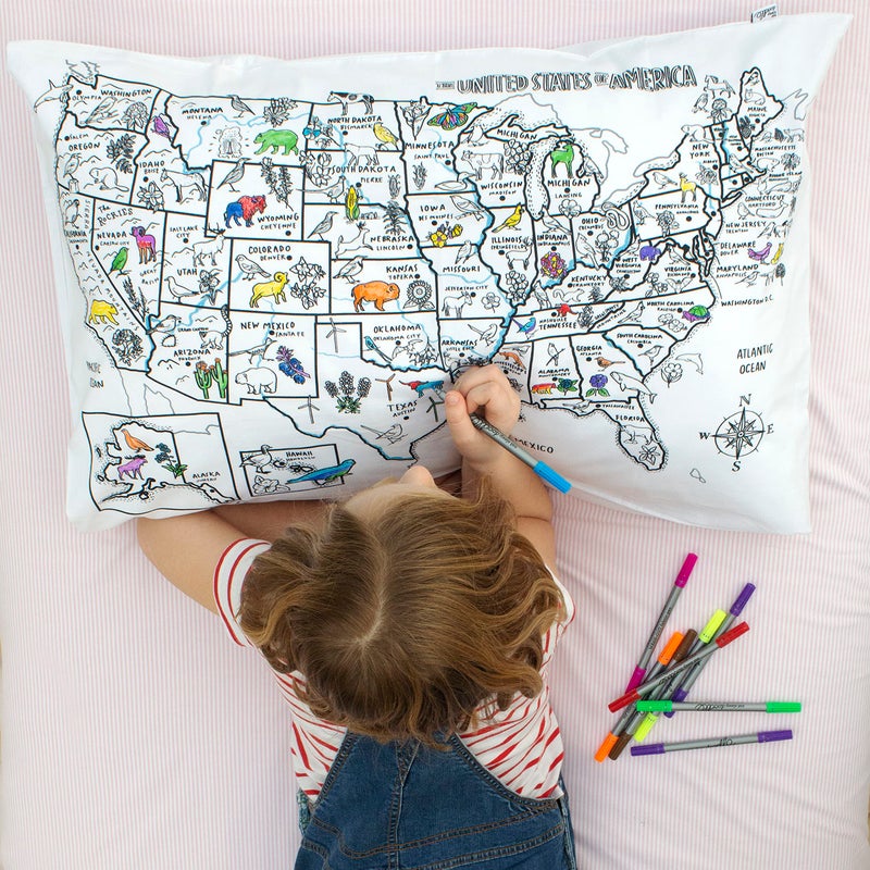 eatsleepdoodle Coloring Pillowcase for Kids â€“ Reusable DIY Pillow Cover with Washable Markers, Educational Arts & Crafts Activity for Boys & Girls, Fun Gift for Creative Play, Machine Washable - eatsleepdoodle - Image 1